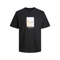JACK & JONES pánske tričko voľné s potlačou čierne JACK & JONES pánske tričko voľné s potlačou čierne