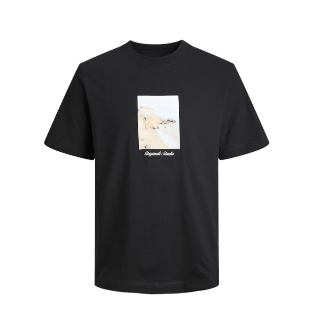 JACK & JONES pánske tričko voľné s potlačou čierne JACK & JONES pánske tričko voľné s potlačou čierne