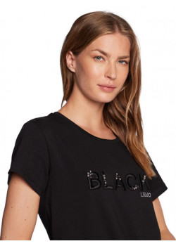 Čierne tričko s krátkym rukávom LIU-JO