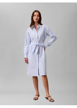 Calvin Klein pruhované košeľové šaty svetlomodré 