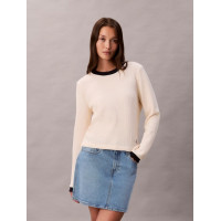 Calvin Klein dámske tričko s dlhým rukávom Waffle Shortbread biele
