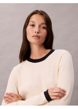 Calvin Klein dámske tričko s dlhým rukávom Waffle Shortbread biele