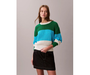 Calvin Klein Jeans pruhovaný sveter zelenomodrý