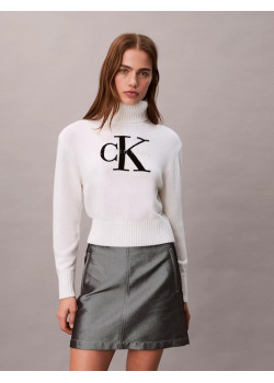 Calvin Klein Jeans dámsky krátky rolák biely