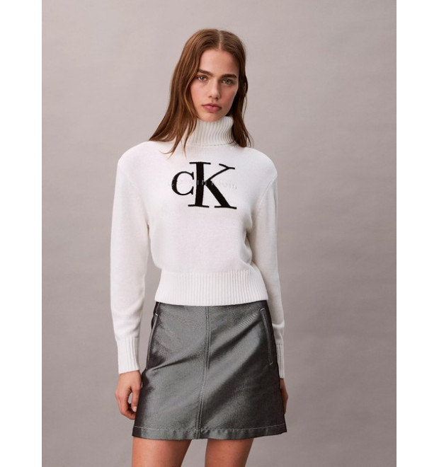 Calvin Klein Jeans dámsky krátky rolák biely Calvin Klein Jeans dámsky krátky rolák biely