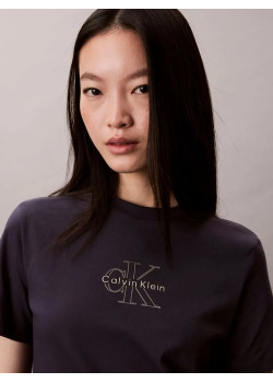 Calvin Klein dámske tričko Glossy Metallic Logo modré