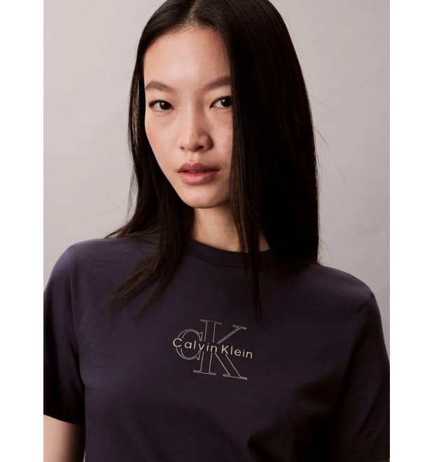 Calvin Klein dámske tričko Glossy Metallic Logo modré Calvin Klein dámske tričko Glossy Metallic Logo modré