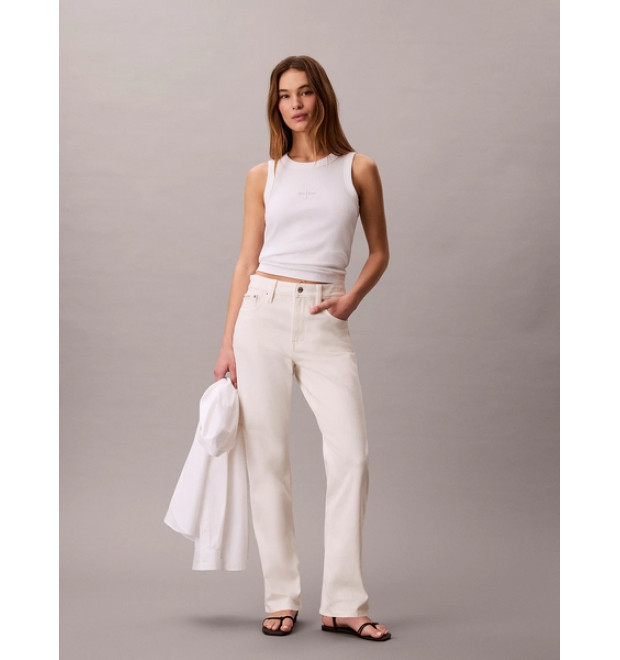 Calvin Klein Jeans rifle s vysokým pásom biele