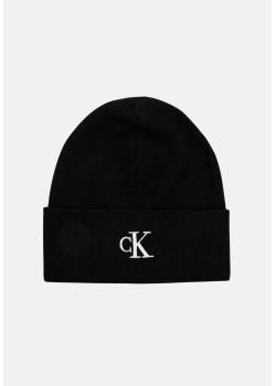 Calvin Klein zimná čiapka s bielym logom čierna