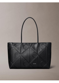 Calvin Klein dámska tote kabelka s embossovaným monogramom čierna