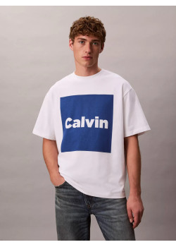 Calvin Klein pánske tričko s modrým logom biela