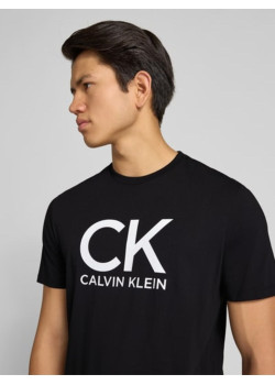 Calvin Klein Jeans pánske bavlnené tričko s veľkým logom čierne