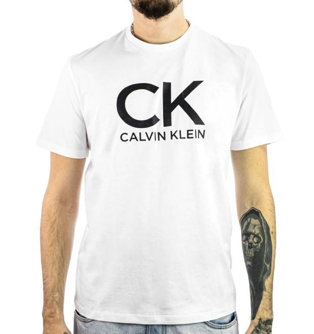 Calvin Klein Jeans pánske bavlnené tričko s veľkým logom biele Calvin Klein Jeans pánske bavlnené tričko s veľkým logom biele