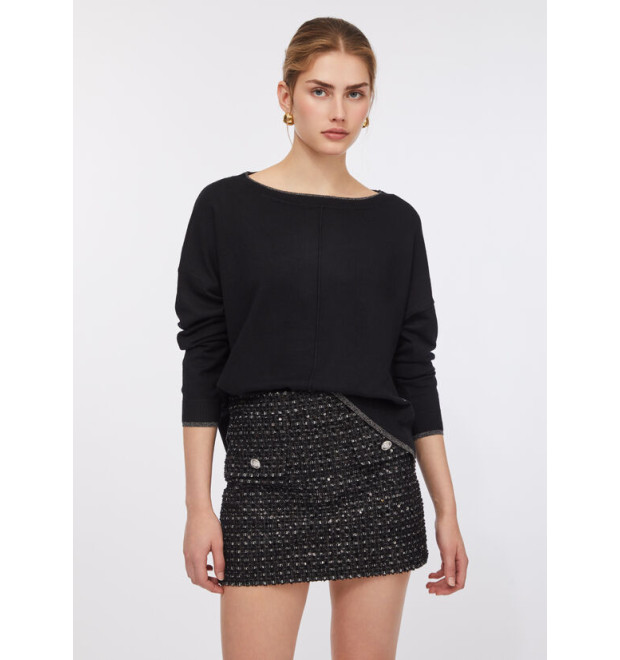 Liu Jo dámsky sveter s Lurex® detailmi čierny Liu Jo dámsky sveter s Lurex® detailmi čierny