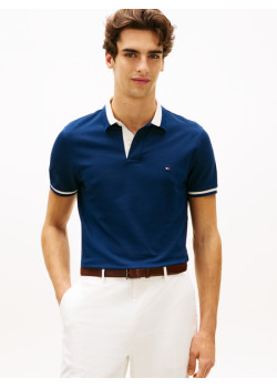 Tommy Hilfiger polokošeľa s kontrastným golierom modrá