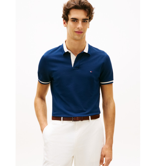 Tommy Hilfiger polokošeľa s kontrastným golierom modrá