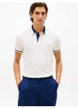 Tommy Hilfiger polokošeľa s kontrastným golierom biela