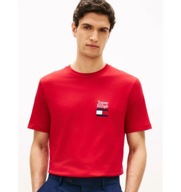 Tommy Hilfiger tričko s vyšívaným logom Regular červené Tommy Hilfiger tričko s vyšívaným logom Regular červené