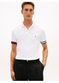 Tommy Hilfiger polokošeľa s logo rukávmi biela