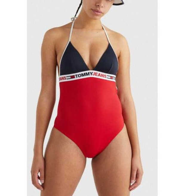 Tommy Hilfiger celé plavky červeno-modré Tommy Hilfiger celé plavky červeno-modré