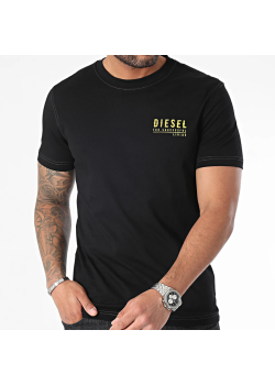 Pánske čierne tričko s bielym prešívaním Diesel