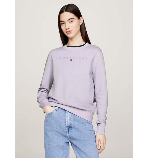 Fialková mikina Tommy Jeans bez kapucne Fialková mikina Tommy Jeans bez kapucne
