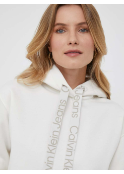 Biela dámska mikina Calvin Klein s výraznými šnúrkami