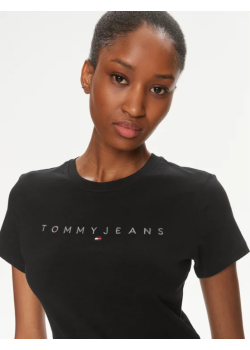 Dámske tričko Tommy Jeans bavlnené v čiernej farbe
