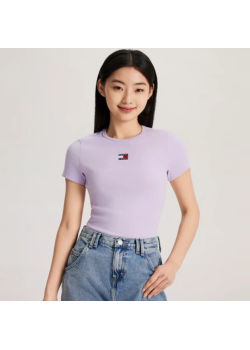 Tommy Jeans fialové tričko s krátkym rukávom