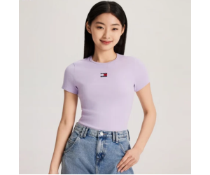 Tommy Jeans fialové tričko s krátkym rukávom