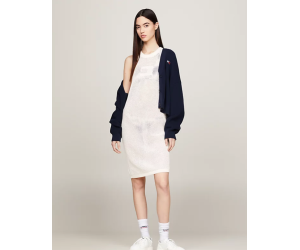 Háčkované šaty bez rukávov Tommy Jeans biele