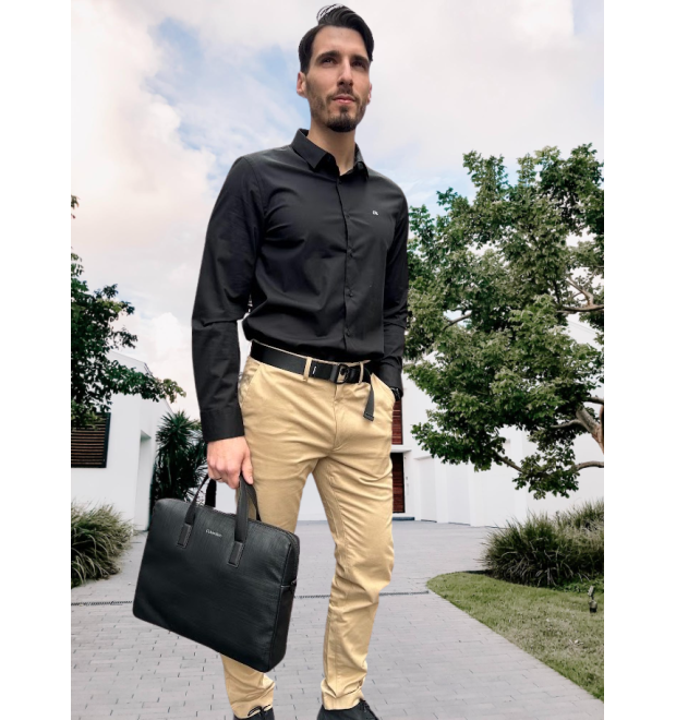 Pánska čierna košeľa s dlhým rukávom Calvin Klein