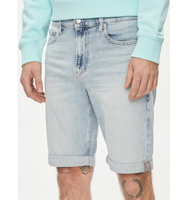Bledomodré rifľové kraťasy Calvin Klein Jeans