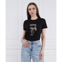 Dámske čierne tričko Karl Lagerfeld s potlačou Dámske čierne tričko Karl Lagerfeld s potlačou