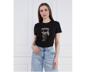 Dámske čierne tričko Karl Lagerfeld s potlačou