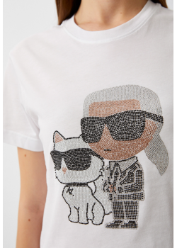 Dámske bavlnené tričko Karl Lagerfeld v bielej farbe