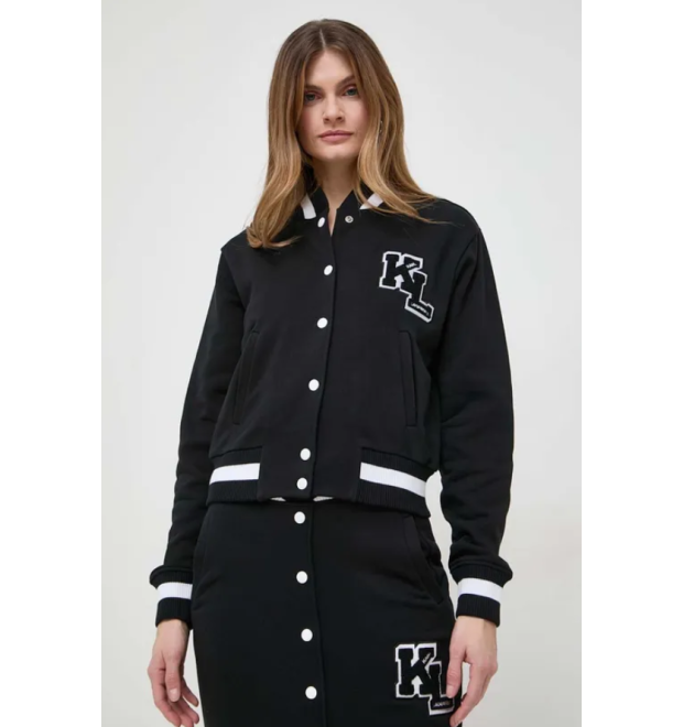 Bomber mikina Karl Lagerfeld v čiernej farbe