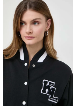 Bomber mikina Karl Lagerfeld v čiernej farbe