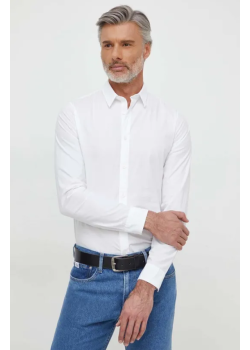 Pánska biela slim košeľa s dlhým rukávom Calvin Klein
