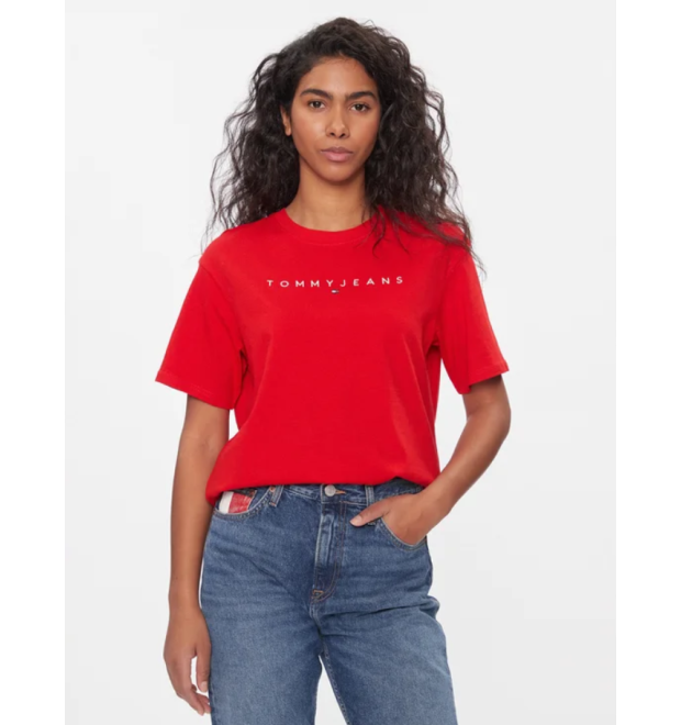 Dámske červené tričko Tommy Jeans bavlnené Dámske červené tričko Tommy Jeans bavlnené