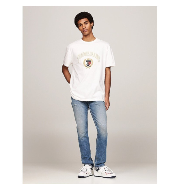 Pánske tričko Tommy Jeans v bielej farbe Pánske tričko Tommy Jeans v bielej farbe