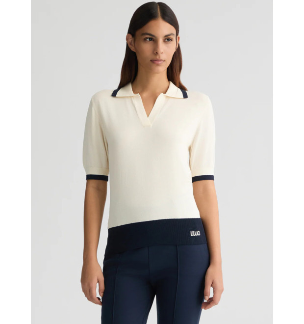 Liu Jo Sport polo tričko Bicolor biele s modrou