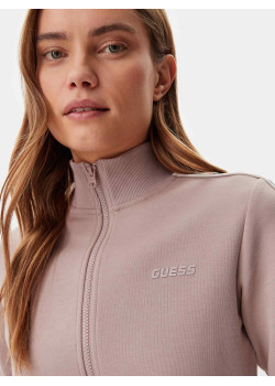 Guess dámska mikina Regular Fit na zips hnedá