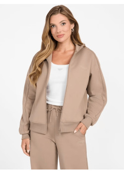 Guess dámska mikina Full-Zip s kamienkovým logom béžová