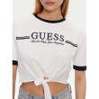 Guess crop top s potlačou loga biely