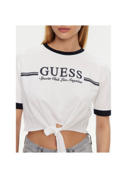 Guess crop top s potlačou loga biely