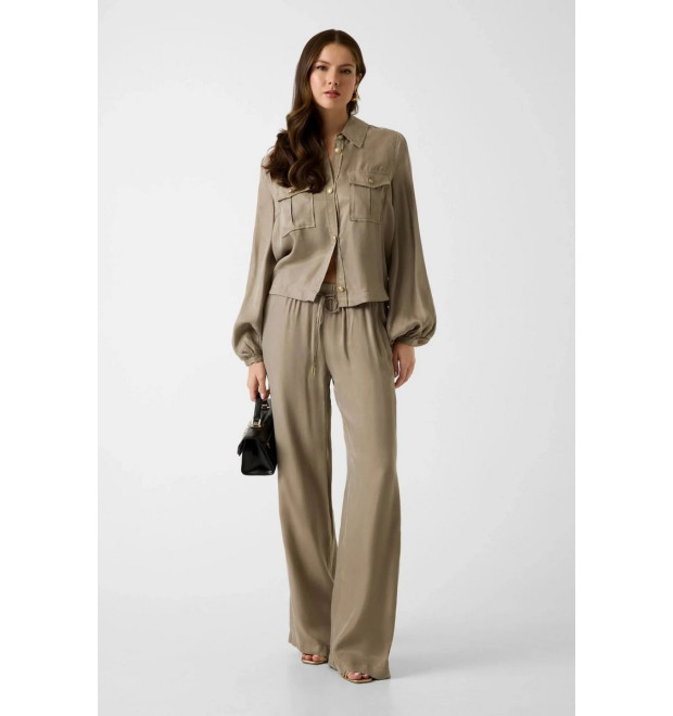 Guess Twill Flare-Leg nohavice zelené