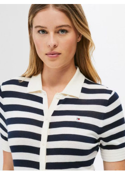 Tommy Hilfiger pruhované midi šaty bielomodré