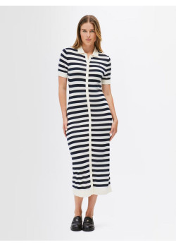Tommy Hilfiger pruhované midi šaty bielomodré