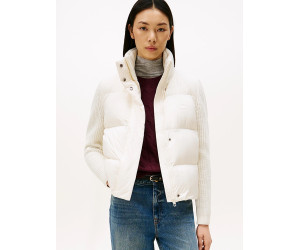 Tommy Hilfiger dámska bunda s pletenými rukávmi biela